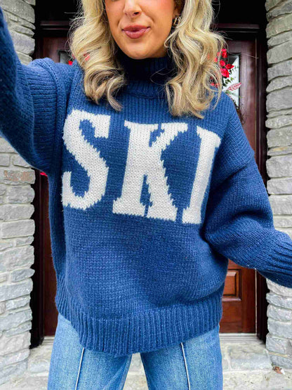 Retro Cashmere Turtleneck Ski Sweater