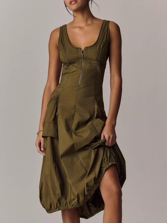 Daily Practice Fastpack Bubble-Hem Midi Dress
