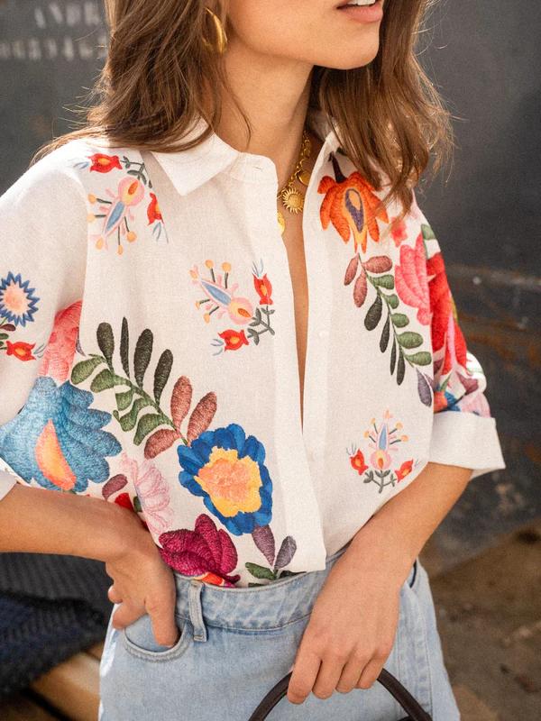 Carla Floral Print Short-Sleeved Shirt